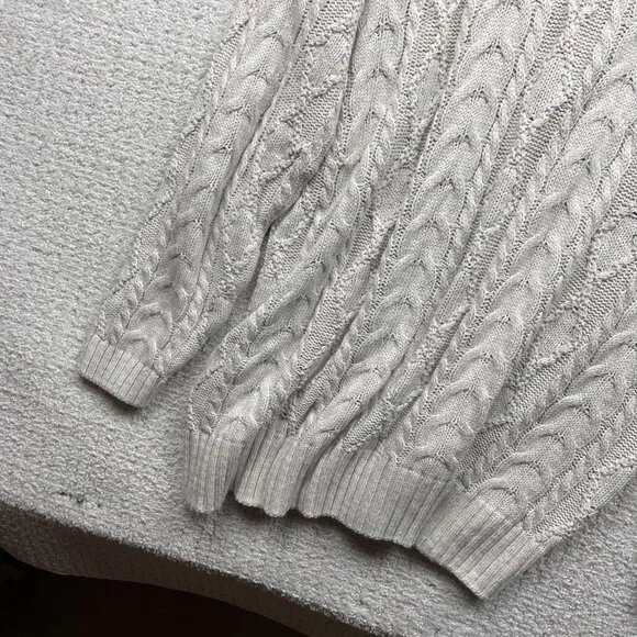 VTG 90's Cotton Road Cable Knit Turle Neck Sweater Wom Sz L Scandinavian Sailor - Picture 11 of 12